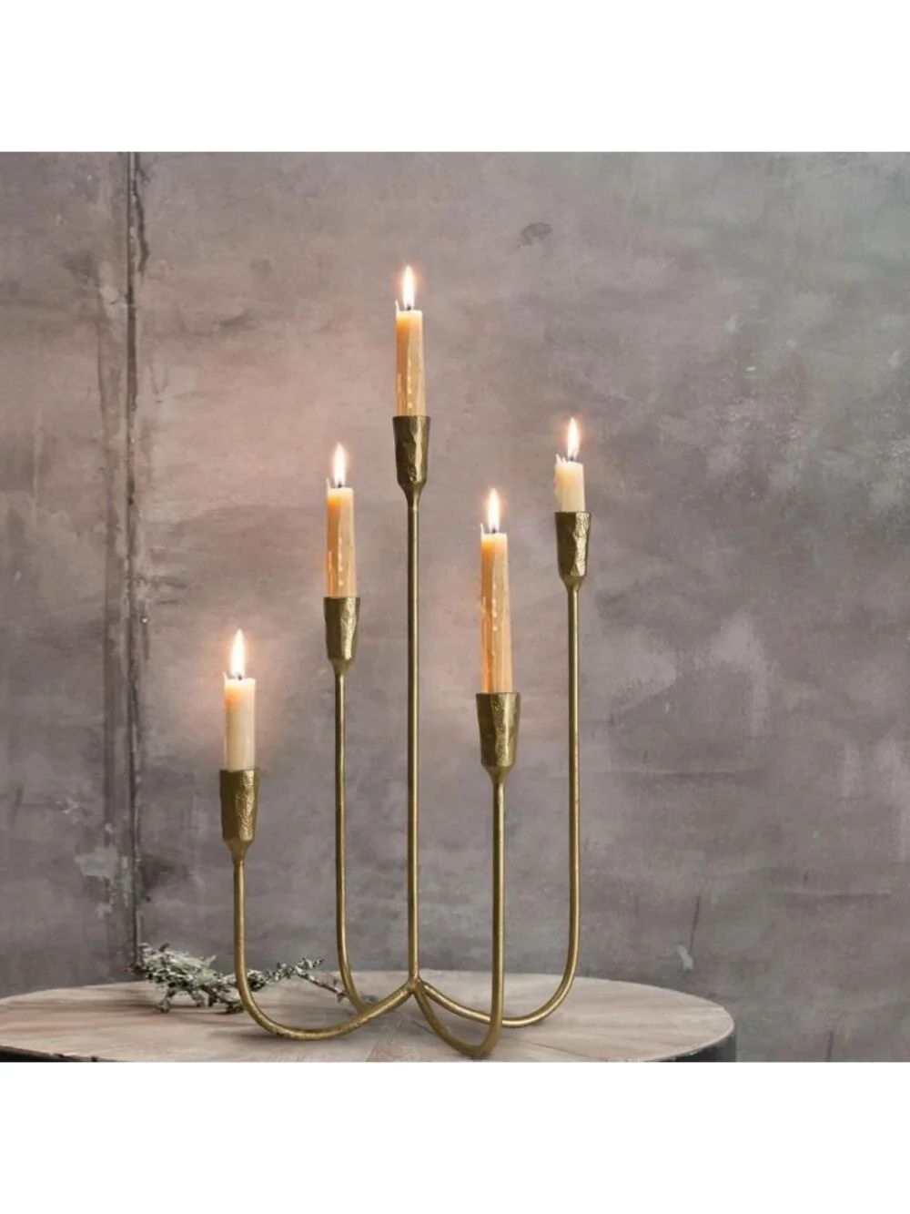 Elegant 5-Candle Cast Iron Candelabra Holders - 15